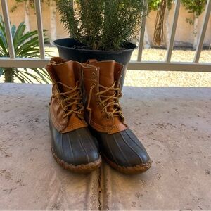 VTG LL Bean Duckboots leather brown lace up boots, made in Maine USA, Women’s 7